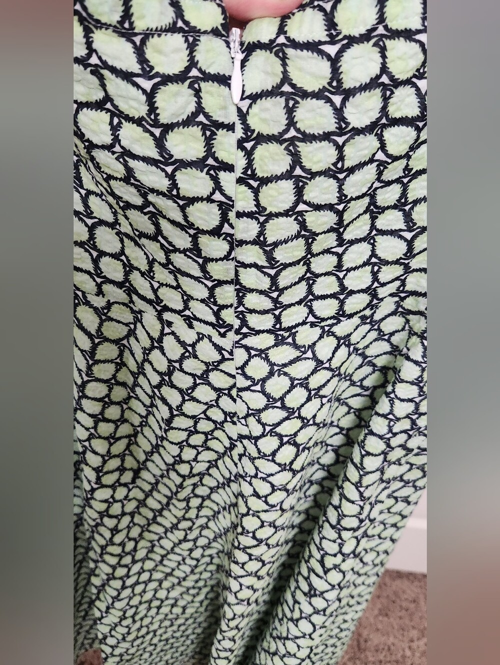 J.Crew Sea Green Leaf Print Strapless A-Line 100% Cotton Dress Size 0 - Picture 5 of 6